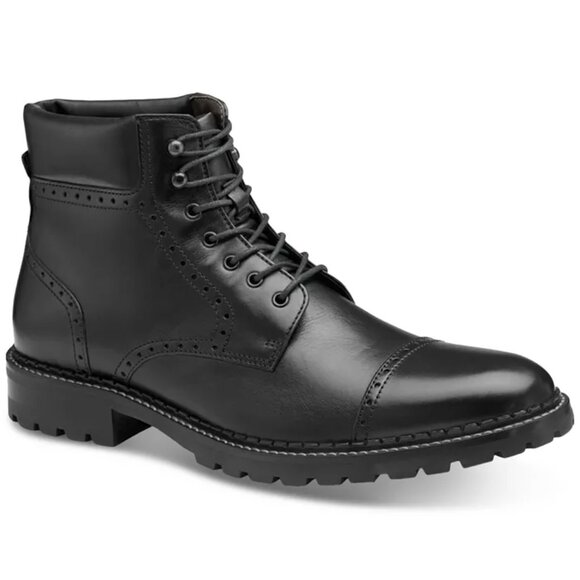 Johnston & Murphy Garrison Black Leather Brogue Cap Toe Boot. Sz: 10 main image 4